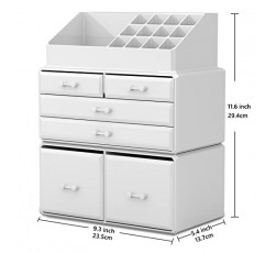 READAEER 메이크업 정리함 3개 서랍 6개 포함 화장품 보관 케이스(흰색)