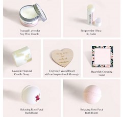 여성을 위한 Dear Ava Spa 선물 - 유기농 셀프 케어 럭셔리 안티 스트레스 릴랙싱 목욕 및 바디 키트 세트 진심이 담긴 카드가 포함된 그녀를 위한 바구니 상자 - 할머니를 위한 생일 명절 선물