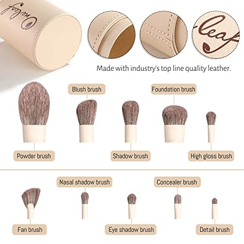 Oneleaf 메이크업 브러쉬 12개 프리미엄 합성 강모 메이크업 키트, 가부키 파운데이션 블렌딩 페이스 파우더 블러쉬 컨실러 아이섀도 브러쉬 메이크업 전문 브러쉬 세트 선물 상자(흰색)