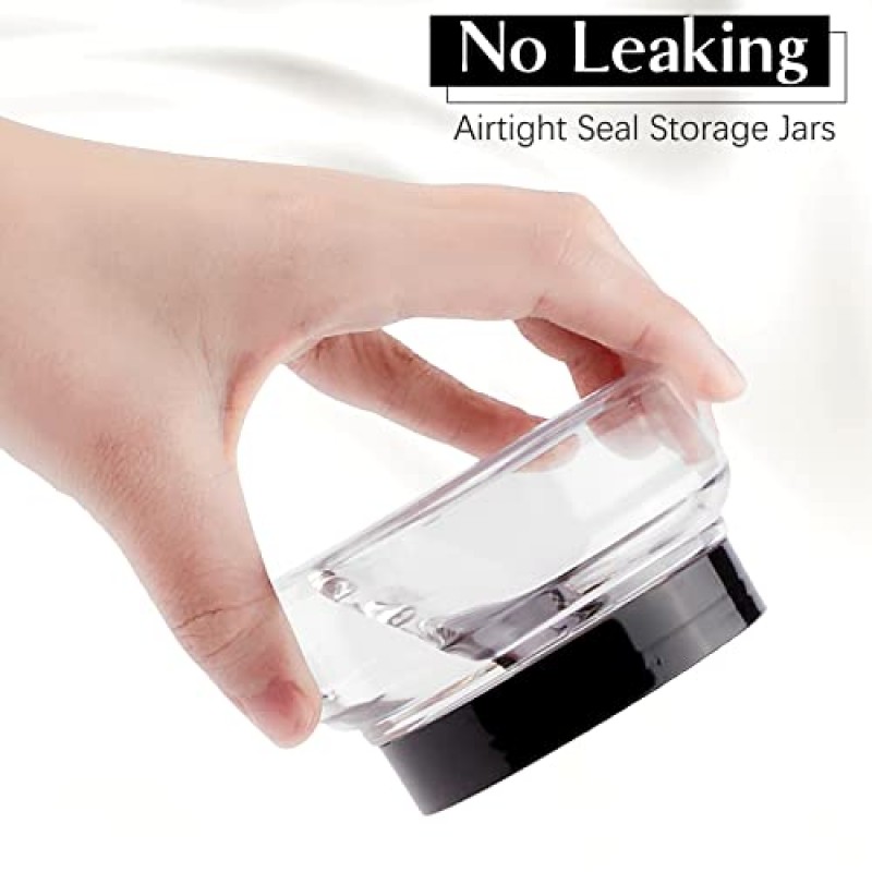 TUZAZO 5온스 플라스틱 용기 투스카니 항아리 뚜껑 BPA 없음, 24팩 빈 원형 ​​투명 화장품 용기 로션, 크림, 젤, 설탕 스크럽용 바디 버터 항아리