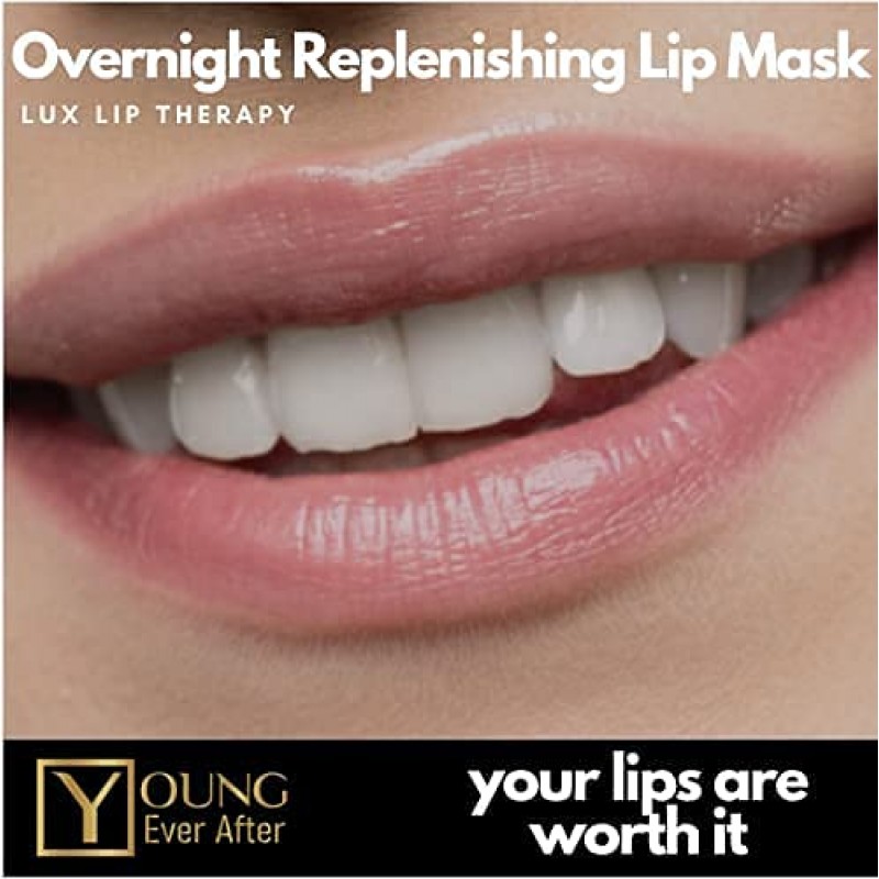 Young Ever After Overnight Replenishing 립 마스크 - 비건 럭셔리 립 테라피 - 부드럽고 유연하며 통통한 입술을 위한 수분 공급 및 재생 립 모이스처라이저가 포함된 모든 식물 기반 포뮬레이션 립 케어 제품
