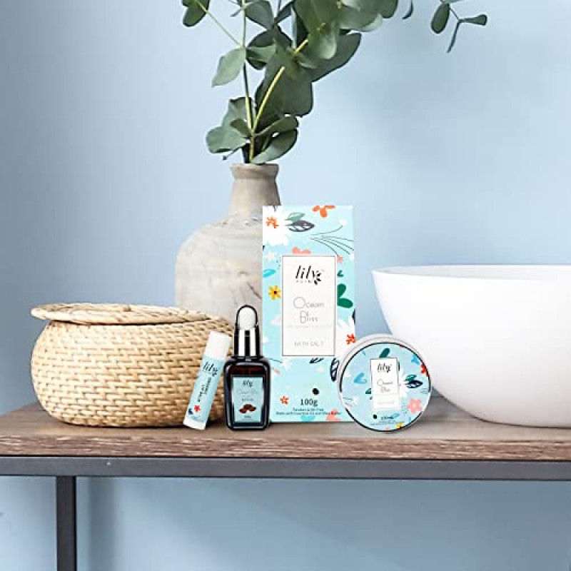 여성을 위한 스파 선물, 여성을 위한 오션 블리스 선물 바구니, 여성을 위한 생일 선물 14Pcs 샤워 젤, 샤워 기선, 목욕 폭탄, 장미 꽃잎, 거품 목욕, 실버 럭셔리 가방, 그녀를 위한 선물…