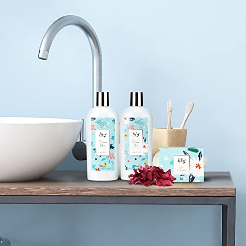 여성을 위한 스파 선물, 여성을 위한 오션 블리스 선물 바구니, 여성을 위한 생일 선물 14Pcs 샤워 젤, 샤워 기선, 목욕 폭탄, 장미 꽃잎, 거품 목욕, 실버 럭셔리 가방, 그녀를 위한 선물…