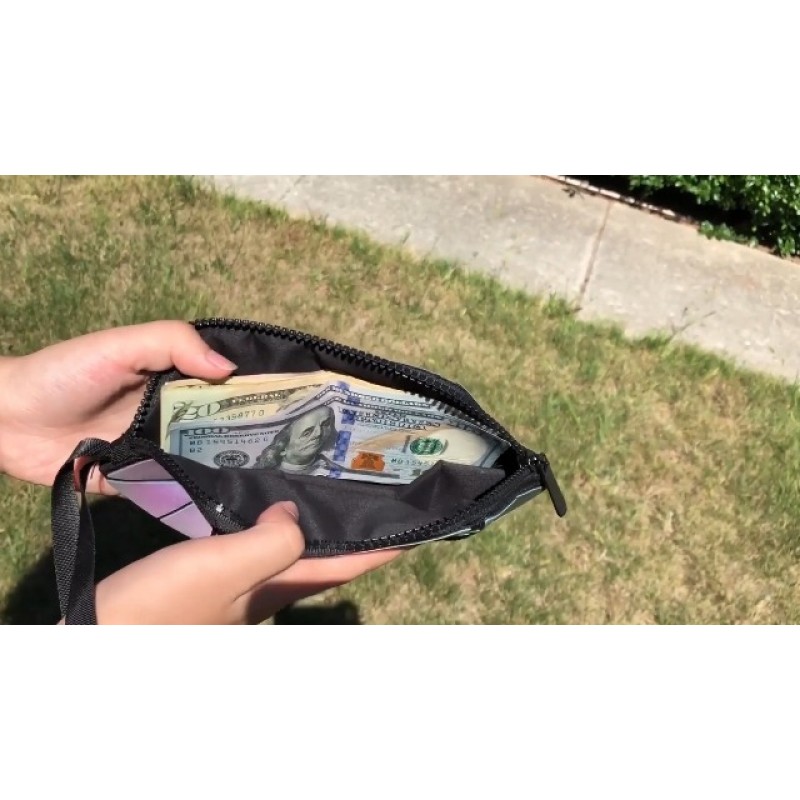 여성용 Pryzm 메이크업 백 세트(3팩) - 팔찌가 포함된 화장품 파우치 - 세면용품 정리함 지갑 - 야광, 어둠 속에서 빛나는 반사, 기하학 및 홀로그램 디자인