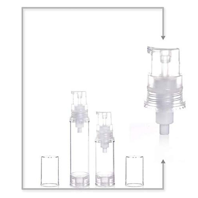 12Pcs 휴대용 빈 리필 가능 투명 플라스틱 에어리스 진공 펌프 병 화장품 메이크업 크림 로션 샘플 포장 세면 용품 액체 저장 용기 약병 항아리 (5ml/0.17oz)