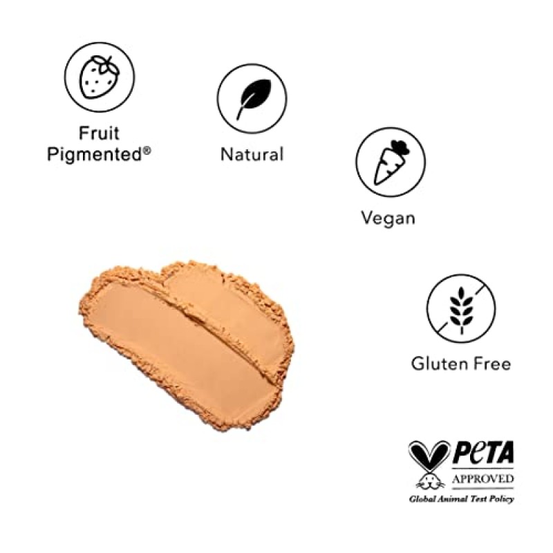 100% 퓨어 뱀부 블러 파우더 틴티드 세팅 매티파잉 페이스 메이크업, 오일 흡수 모공 최소화 마감, 지속력, 비건, 과일 색소 미디엄(중성 색조가 포함된 밝은 중간 색조) - 0.2온스