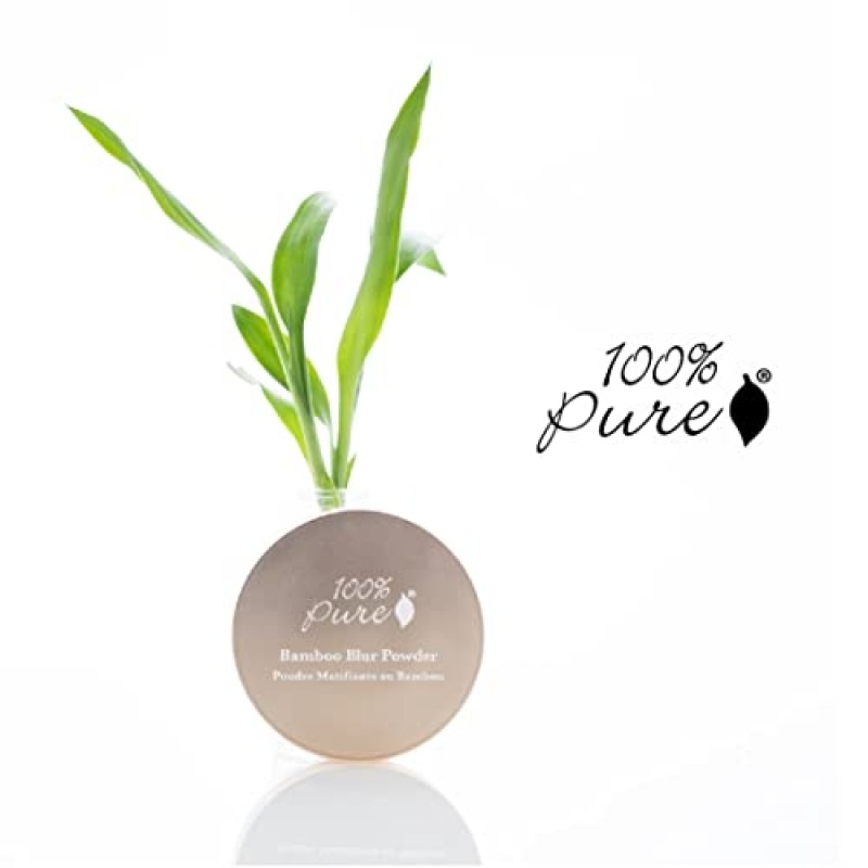 100% 퓨어 뱀부 블러 파우더 틴티드 세팅 매티파잉 페이스 메이크업, 오일 흡수 모공 최소화 마감, 지속력, 비건, 과일 색소 미디엄(중성 색조가 포함된 밝은 중간 색조) - 0.2온스