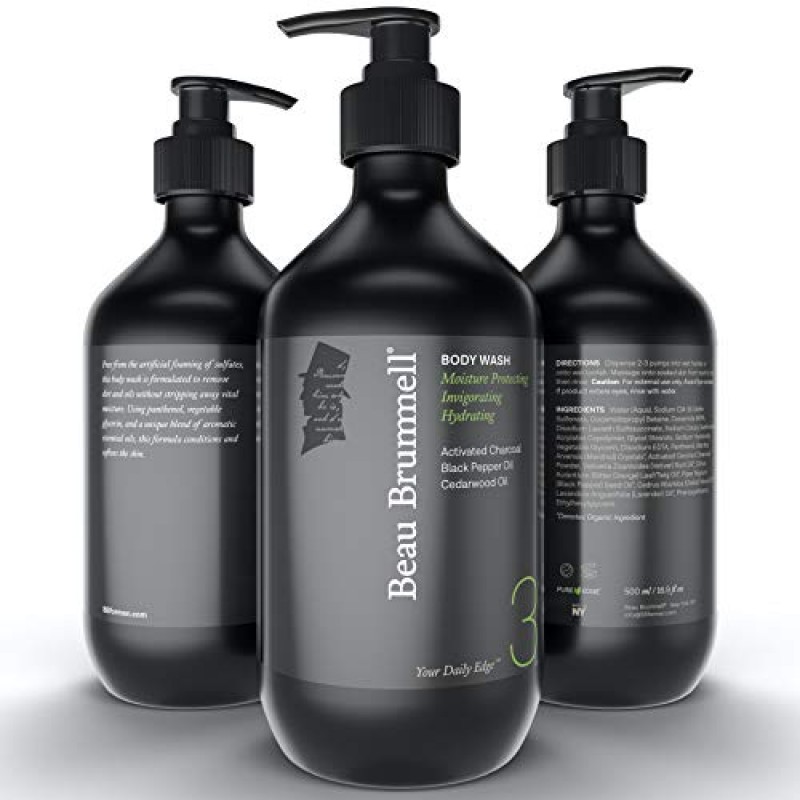 Beau Brummell의 남성용 데일리 하이드레이팅 바디 워시 | 수분을 빼앗기지 않고 먼지와 기름을 제거하는 럭셔리 데일리 바디 워시 | 대형 16.9 OZ 병 | 미국산