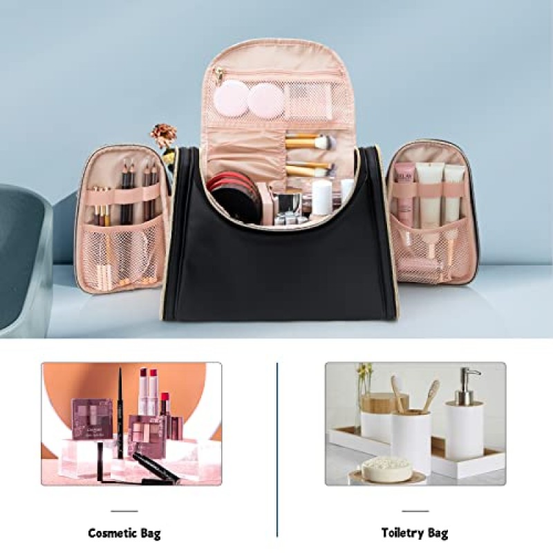 미묘한 대형 메이크업 가방, 여행용 메이크업 가방 화장품 메이크업 브러쉬 주최자 용 어깨 끈이있는 대용량 세면 용품 가방