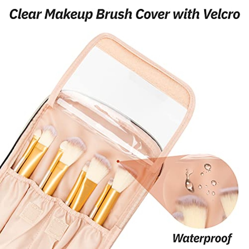 OCHEAL 스트라이프 메이크업 가방, 여행 메이크업 정리 가방, 여성용 대용량 화장품 가방 대형 여행 세면 용품 가방 브러시 슬롯 및 분배기로 여행하는 소녀