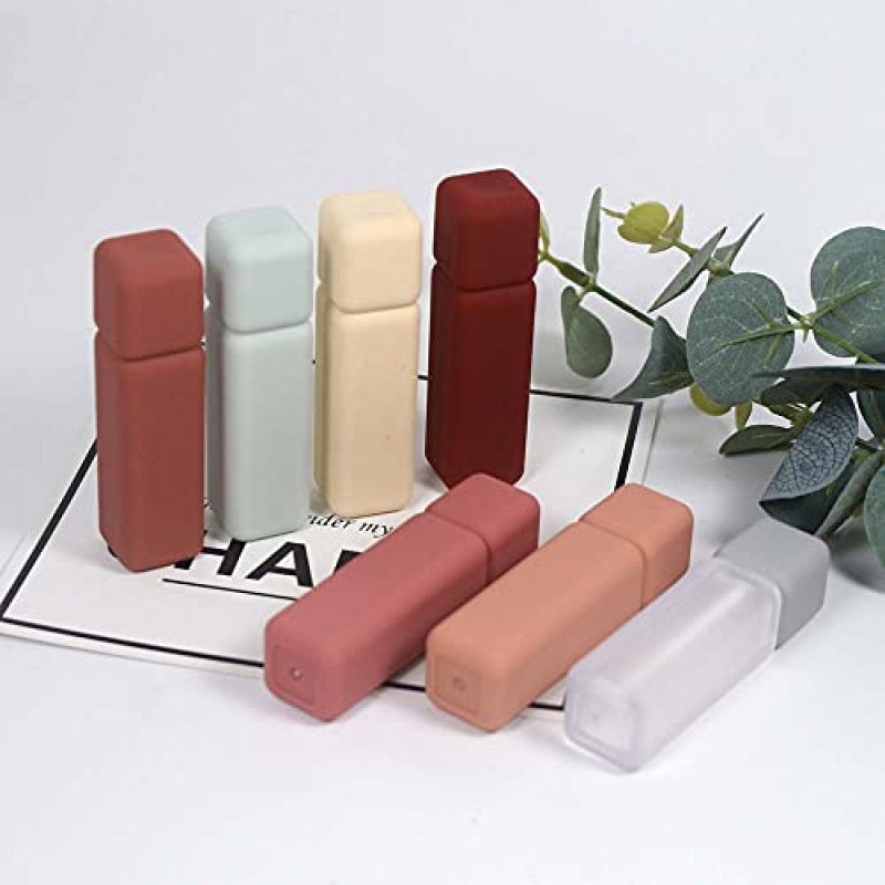 COSIDEA 22개 빈 6ml 정사각형 립글로스 튜브, 지팡이와 스토퍼가 있는 단색 연한 녹색 립글로스 튜브 용기
