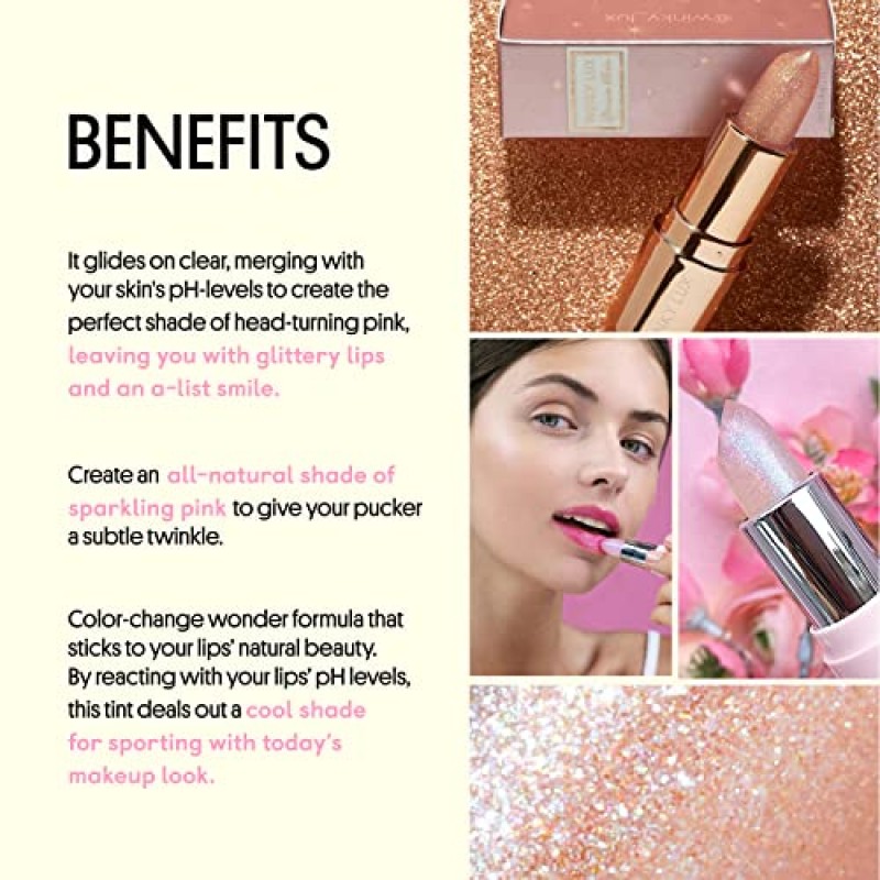 윙키 럭스 글리머 밤, pH 틴티드 립밤, 컬러 체인징 립스틱, 비건 하이드레이팅 립밤, 로즈