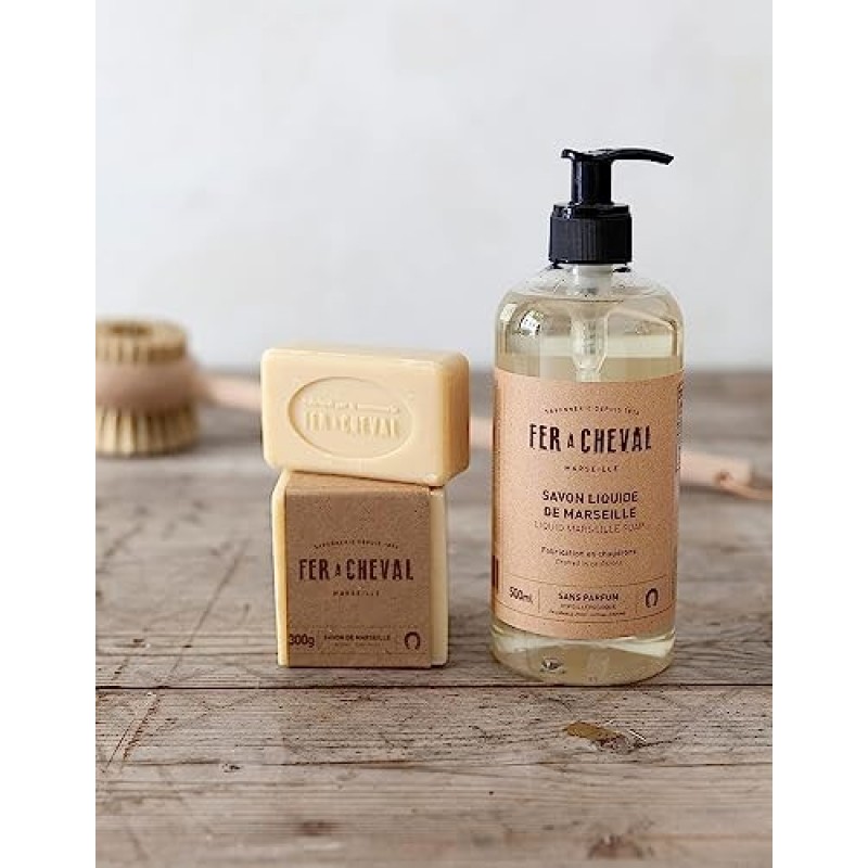 Fer à Cheval 마르세유 액체 비누 무향 무향 저자극성 Savon De Marseille 비누, 고급 프랑스 액체 마르세유 비누, 펌프 디스펜서 16.9oz