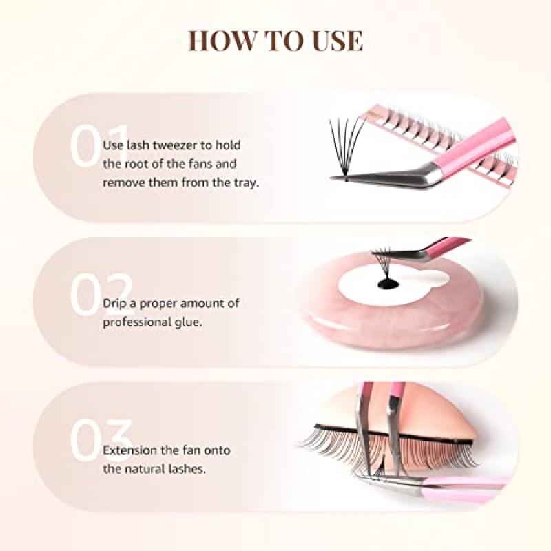 편평한 사전 제작 팬 속눈썹 연장 300+ 짧은 줄기 타원형 팬 3D/5D 0.15mm 두께, C/D 컬, 8-15mm 혼합 길이, 매우 부드럽고 가볍고 편안하며 눈에 부담이 없음 오래 지속됨, Sam&Helen의 XL 트레이(5D 0.15 C8-15mm)