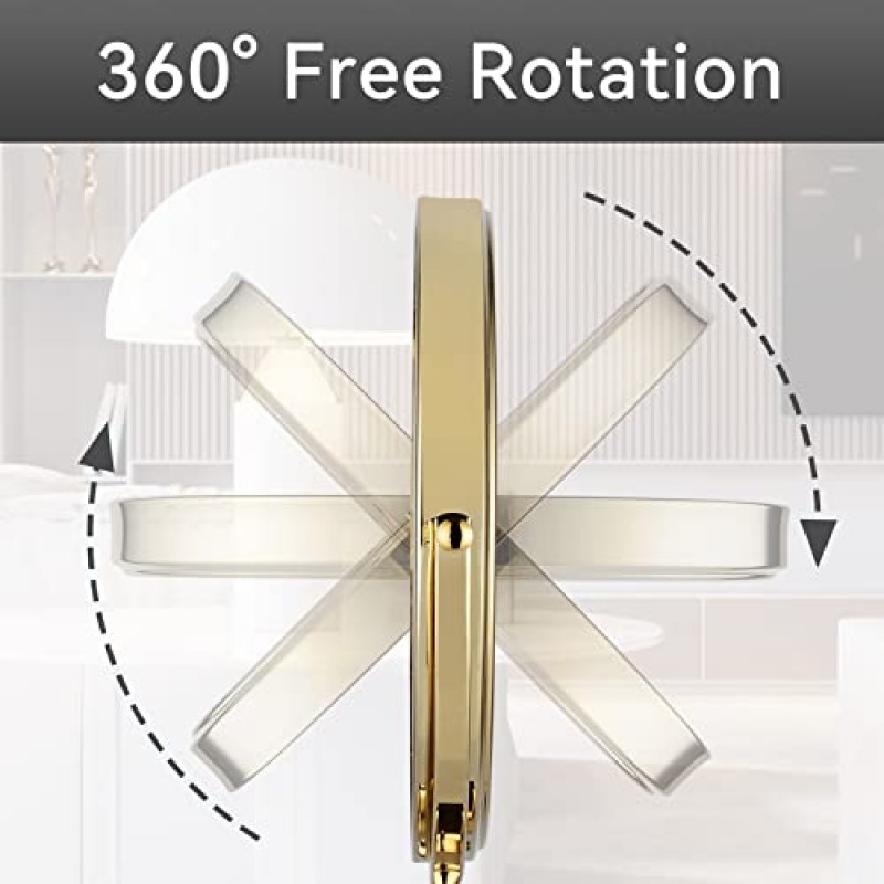 지참금 메이크업 거울 10배 확대 화장 거울 탁상용 양면 회전 골드 마감