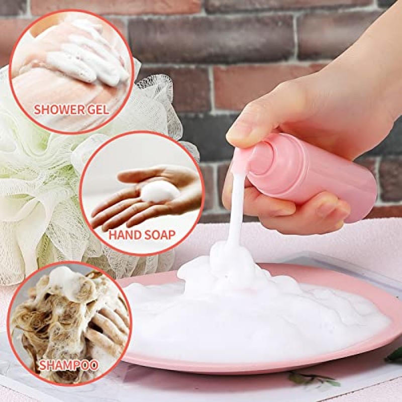 36개 2온스 빈 거품 비누 디스펜서 병 래쉬 클렌저 병 샴푸 로션 손 소독제 화장품 카스티야 BPA 프리 리필 청소