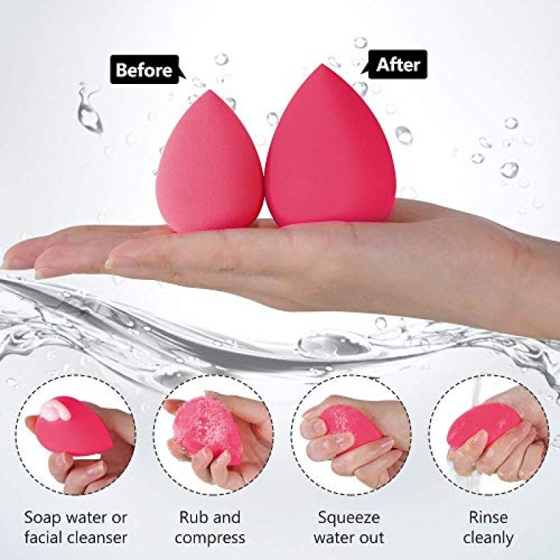 EDA 럭셔리 뷰티 핑크 뷰티 스폰지 프로페셔널 블렌더 무결점 메이크업 스펀지 블렌딩 리퀴드 파운데이션 컨실러 크림 블러쉬 컨투어 파우더 엑스트라 스무스 퍼프 비 라텍스 & 비건