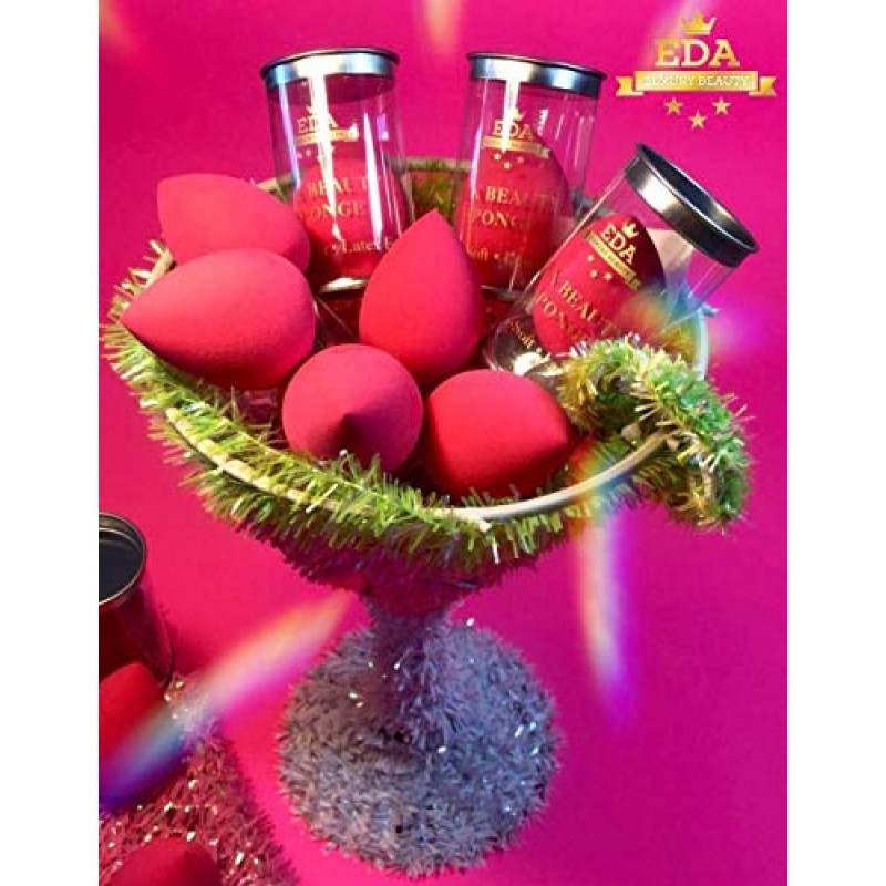 EDA 럭셔리 뷰티 핑크 뷰티 스폰지 프로페셔널 블렌더 무결점 메이크업 스펀지 블렌딩 리퀴드 파운데이션 컨실러 크림 블러쉬 컨투어 파우더 엑스트라 스무스 퍼프 비 라텍스 & 비건