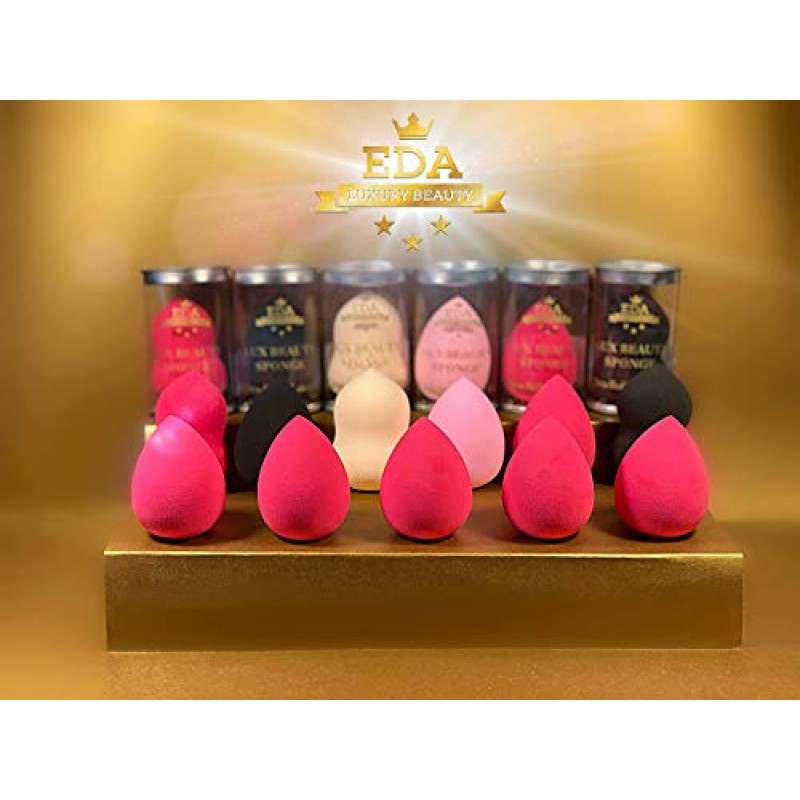 EDA 럭셔리 뷰티 핑크 뷰티 스폰지 프로페셔널 블렌더 무결점 메이크업 스펀지 블렌딩 리퀴드 파운데이션 컨실러 크림 블러쉬 컨투어 파우더 엑스트라 스무스 퍼프 비 라텍스 & 비건
