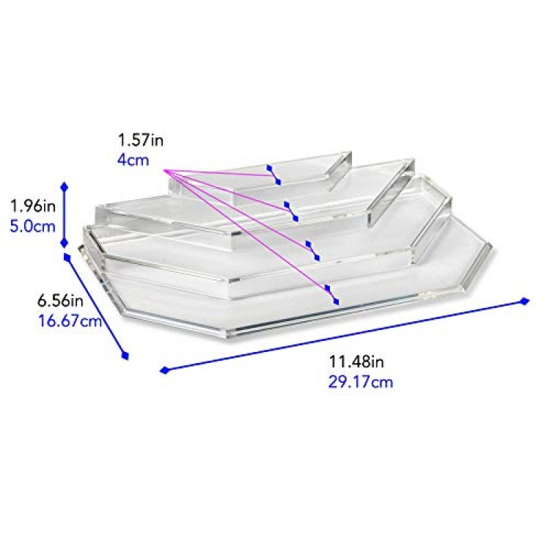 BY ALEGORY byAlegory 아크릴 미니 향수 및 미니 향수 정리함 및 화장대 디스플레이 미니, 여행용 크기, 롤러볼 뷰티 향수병 보관용 4단 - 투명