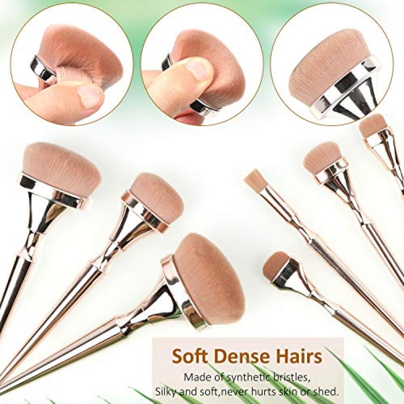 Logiverl 9 조각 메이크업 브러쉬 파우더 블러쉬 파운데이션 컨실러 아이 섀도우 아이 브로우 립 블렌딩 용 플랫 디테일 브러쉬 버핑 파운데이션 크림 메이크업 브러쉬 도구 키트 (로즈 골든)