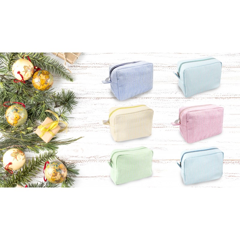 여성용 GFU 화장품 가방, 시어서커 ​​화장품 가방, 여행 세면용품 스트라이프 메이크업 가방, 대형 여성용 미적 정리함 보관 주머니, 소녀 핸드백 지갑, 녹색