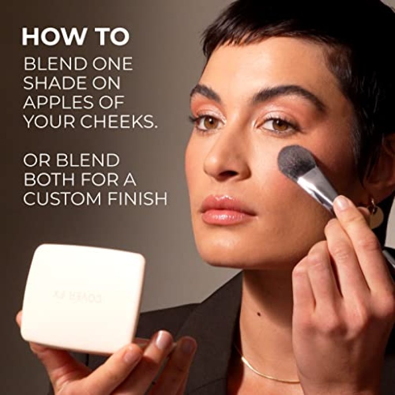 COVER FX 모노크로매틱 파우더 블러쉬 듀오 - 웜 허니: 브론즈 로즈 - 매트 + 쉬머 피니시 - 강렬한 맞춤형 컬러 연출