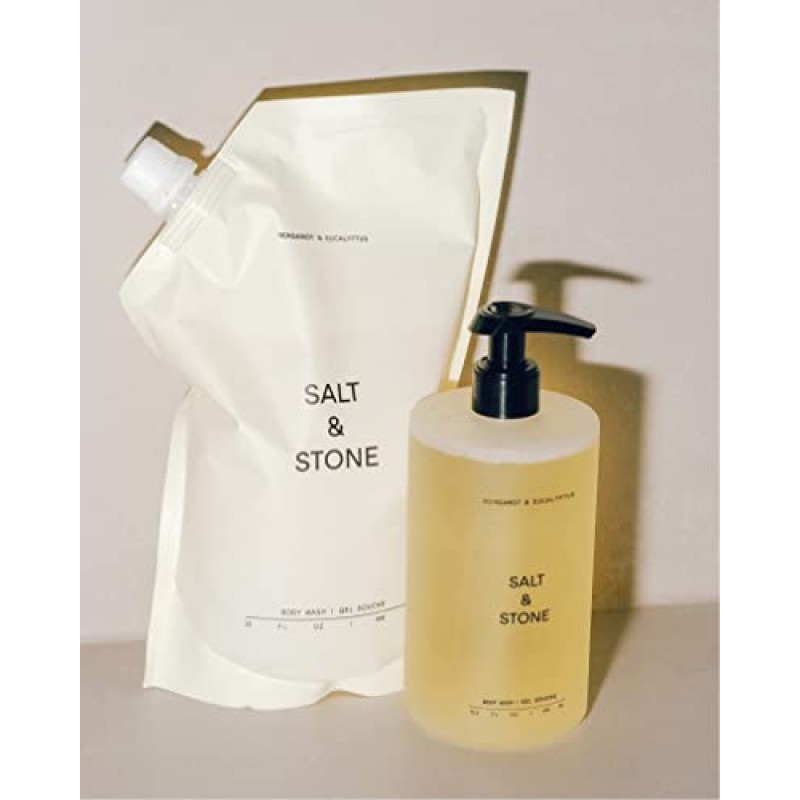 SALT & STONE 항산화 성분이 풍부한 바디워시 | 나이아신아마이드와 히알루론산으로 피부를 정화하고, 영양을 공급하고, 부드럽게 만들어줍니다 | 파라벤, 황산염, 프탈레이트가 없음