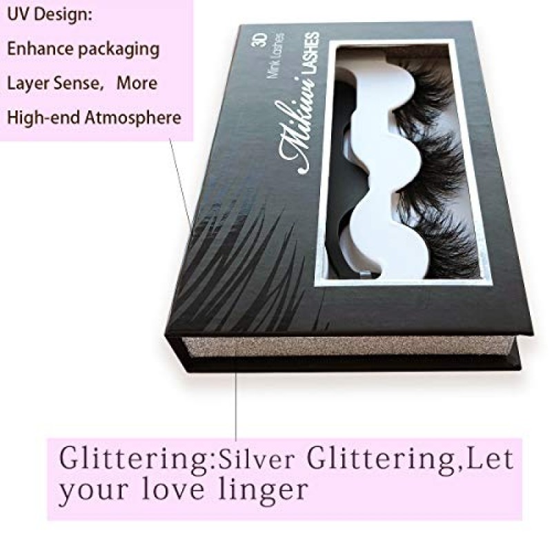 Mikiwi 리얼 밍크 속눈썹, 3D 밍크 속눈썹, 5D 밍크 속눈썹, 푹신한 긴 밍크 속눈썹, 드라마틱 속눈썹, 럭셔리 메이크업, 발렌타인 데이 선물 속눈썹(3쌍-a)