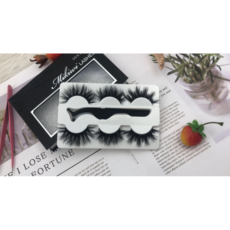 Mikiwi 리얼 밍크 속눈썹, 3D 밍크 속눈썹, 5D 밍크 속눈썹, 푹신한 긴 밍크 속눈썹, 드라마틱 속눈썹, 럭셔리 메이크업, 발렌타인 데이 선물 속눈썹(3쌍-a)