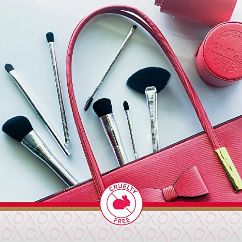 Mirabella 작은 주름 브러쉬 - 전문가용 및 프리미엄 메이크업 뷰티 브러쉬 - 천연 및 동물 실험을 하지 않은 합성 강모, 손으로 조각한 브러시드 알루미늄 럭셔리 화장품 메이크업 브러쉬