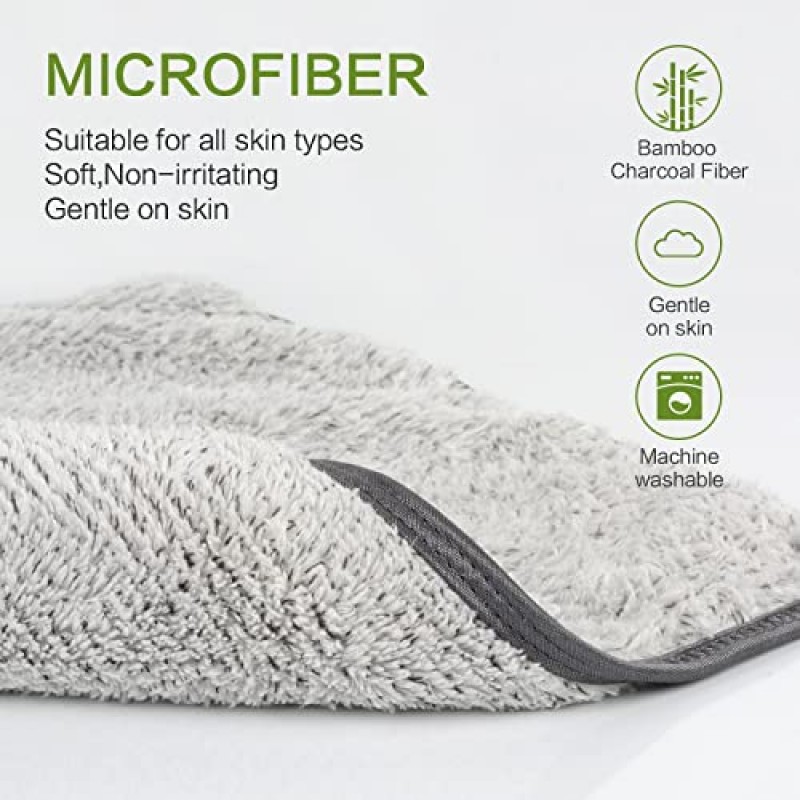 Sunland 마이크로 화이버 페이스 타올 재사용 가능한 메이크업 리무버 천 대나무 숯 페이스 천 목욕용 페이셜 수건 11 인치 x 11 인치 6 팩