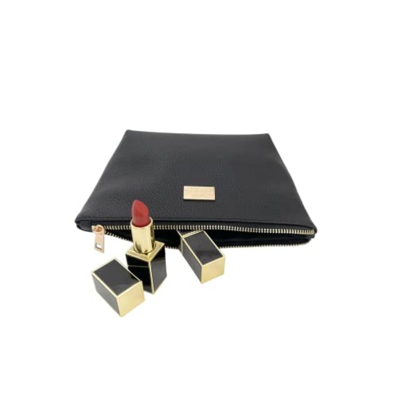 PEONY SUPREME 지갑용 고급 품격 작은 메이크업 가방 PU 가죽 여행용 화장품 파우치 세면용품 세련된 클러치 보관함 여성용 여아 선물 휴대용 방수 일일 화장품 정리함 블랙