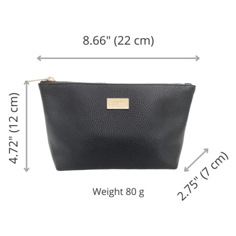 PEONY SUPREME 지갑용 고급 품격 작은 메이크업 가방 PU 가죽 여행용 화장품 파우치 세면용품 세련된 클러치 보관함 여성용 여아 선물 휴대용 방수 일일 화장품 정리함 블랙