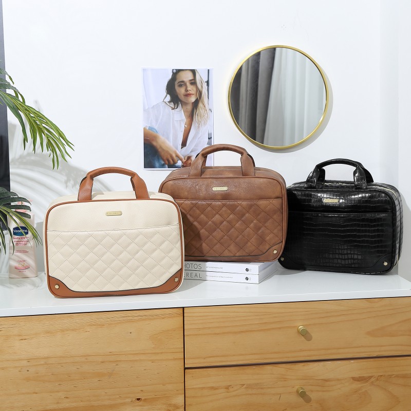 CLUCI 세면 용품 가방 여행 가방 걸이 걸이 포함 가죽 메이크업 화장품 가방 여행 주최자 액세서리 샴푸 컨테이너 세면 용품