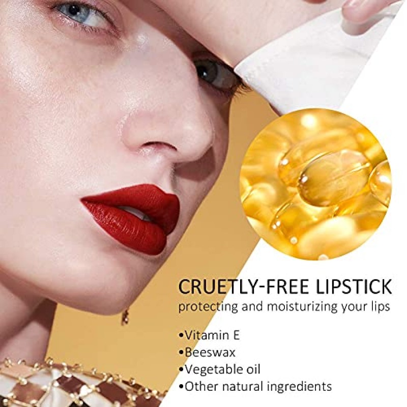 zeesea 대영 박물관 이집트 시리즈 럭셔리 새틴 매트 립스틱 립스틱 24시간 데이트 메이크업 플럼프 입술 럭셔리 실키 스테인 롱 라스팅 립스틱,0.13온스(#303)