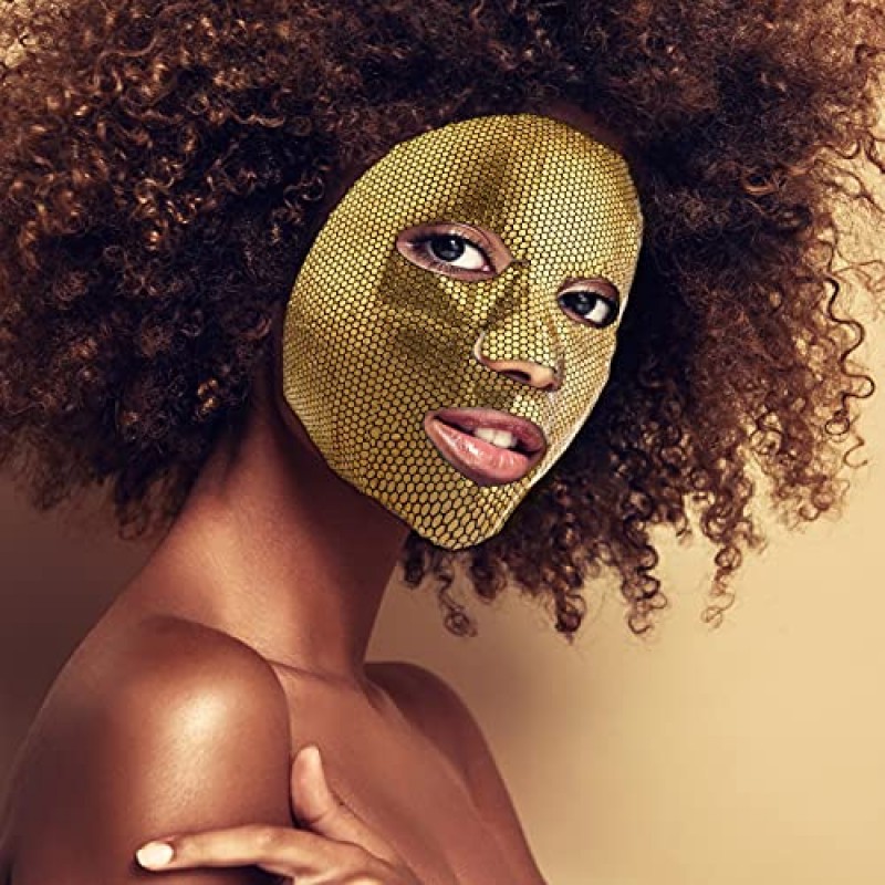 이티오피아 오순 24k 허니컴 골드 페이셜 마스크 팩 5개 - 럭셔리 주름 페이스 리프팅 마스크 | 필 오프 모이스처라이징 페이셜 시트는 잔주름 감소, 피부 처짐, 노화 방지, 수분 공급, 진정에 도움을 줍니다.