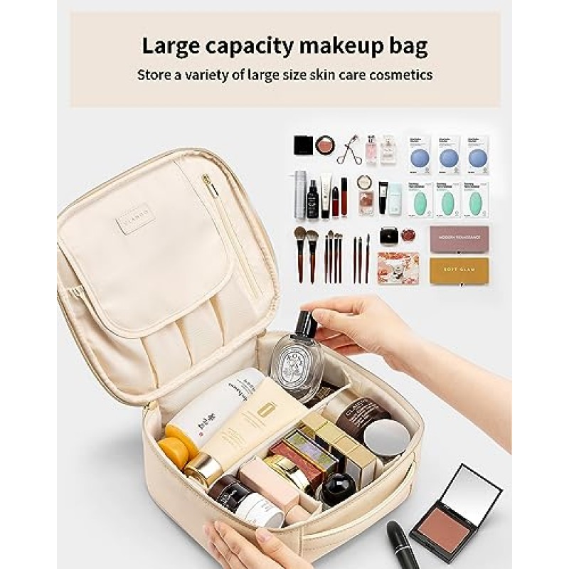 여행용 Vlando 메이크업 가방, 성 이니셜 맞춤 메이크업 가방, 여자 친구 선물 T를위한 PU 가죽 화장품 가방