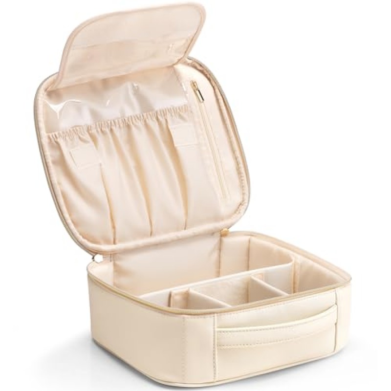 여행용 Vlando 메이크업 가방, 성 이니셜 맞춤 메이크업 가방, 여자 친구 선물 T를위한 PU 가죽 화장품 가방