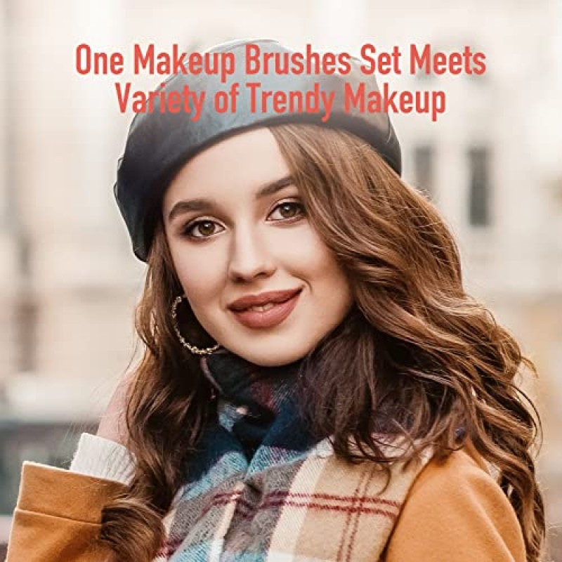 메이크업 브러쉬 메이크업 브러쉬 세트 - 16개 BESTOPE PRO 프리미엄 합성 파운데이션 컨실러 아이 섀도우 메이크업 브러쉬, 아이라이너 브러쉬(로즈골드) (2개 팩)