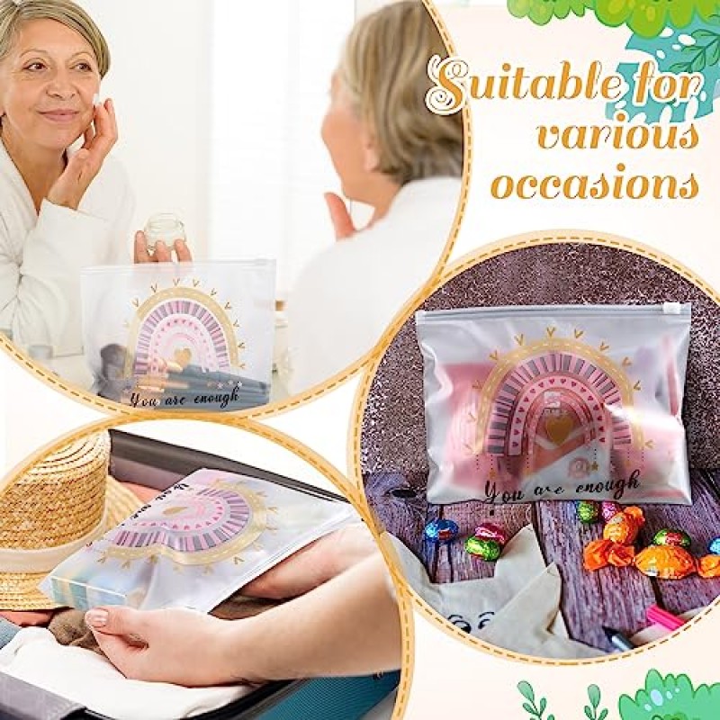 50 Pcs 레인보우 화장품 가방 여성을위한 영감 선물 동기 부여 따옴표 메이크업 가방 EVA 매트 화장품 가방 여성을위한 대량 방수 지퍼가 달린 주머니 교사 크리스마스 선물 (당신은 충분합니다)