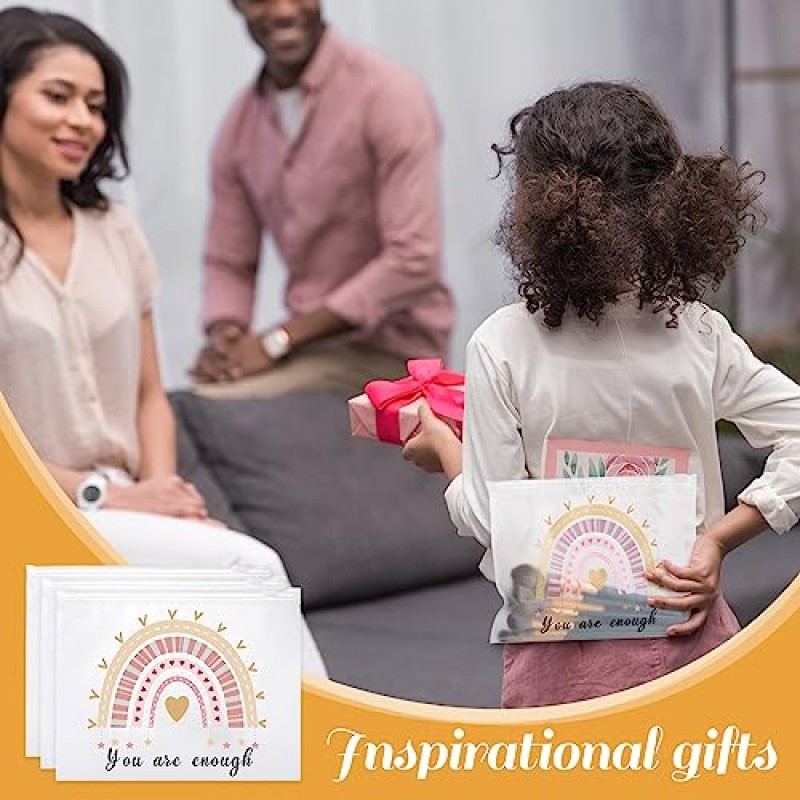 50 Pcs 레인보우 화장품 가방 여성을위한 영감 선물 동기 부여 따옴표 메이크업 가방 EVA 매트 화장품 가방 여성을위한 대량 방수 지퍼가 달린 주머니 교사 크리스마스 선물 (당신은 충분합니다)