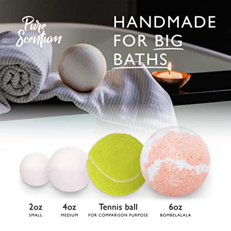 Pure Scentum 여성용 엑스트라 라지 6온스 비건 입욕제 - 미국산 여성용 유기농 6 편안한 입욕제 선물 세트 – 여성 및 남성용 고급스러운 유기농 입욕제(BombeLaLaLa)