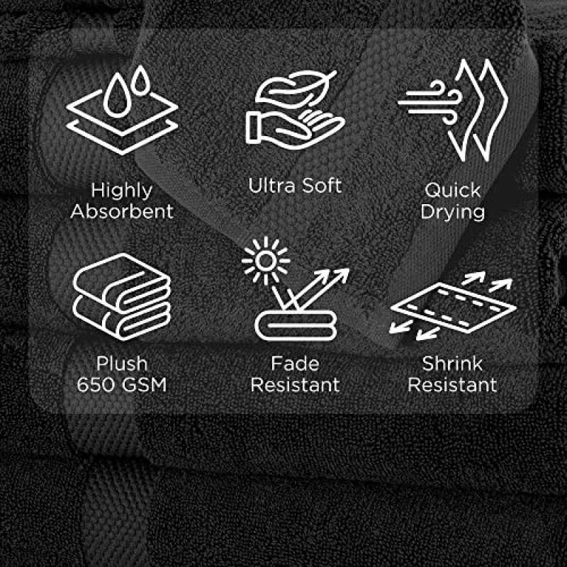 Villa Celestia 블랙 메이크업 타월, 100% 부드러운 면 재사용 가능한 메이크업 물티슈 페이스 팩 4개(13