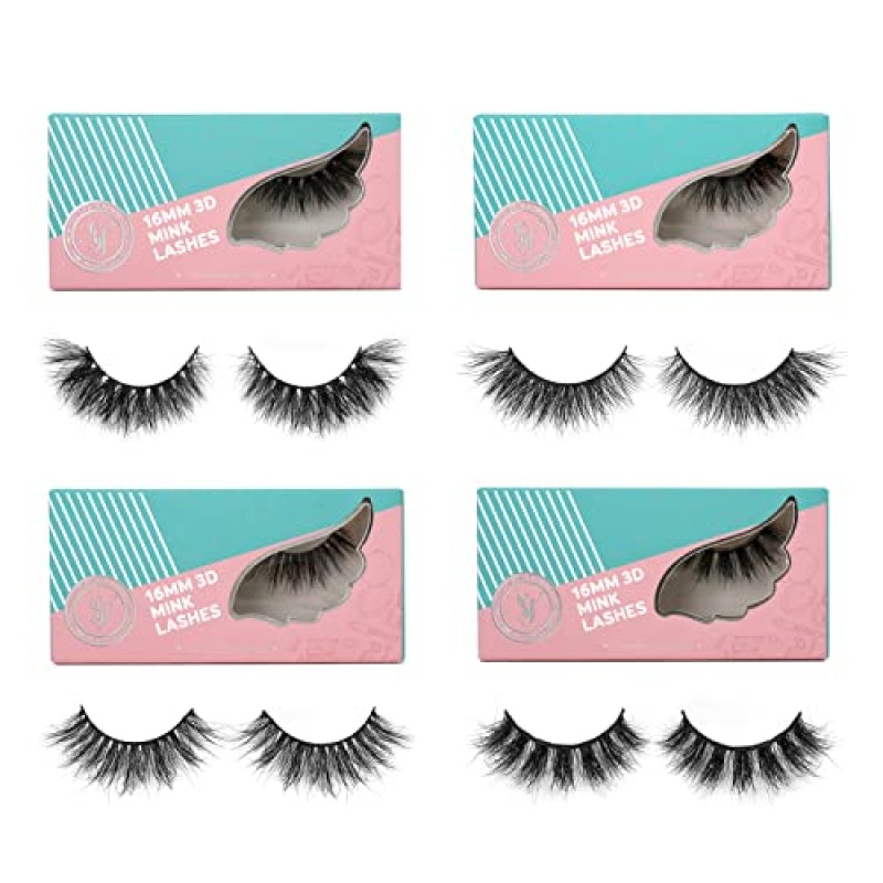 SY LASHES 16mm 3D Raal Mink Lashes 자연스러운 모양의 가짜 속눈썹 희미한 짧은 눈 속눈썹 푹신하고 부드러운 재사용 가능한 럭셔리 볼륨 5D 가짜 속눈썹 (천사, 4 쌍)