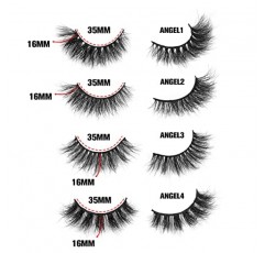 SY LASHES 16mm 3D Raal Mink Lashes 자연스러운 모양의 가짜 속눈썹 희미한 짧은 눈 속눈썹 푹신하고 부드러운 재사용 가능한 럭셔리 볼륨 5D 가짜 속눈썹 (천사, 4 쌍)