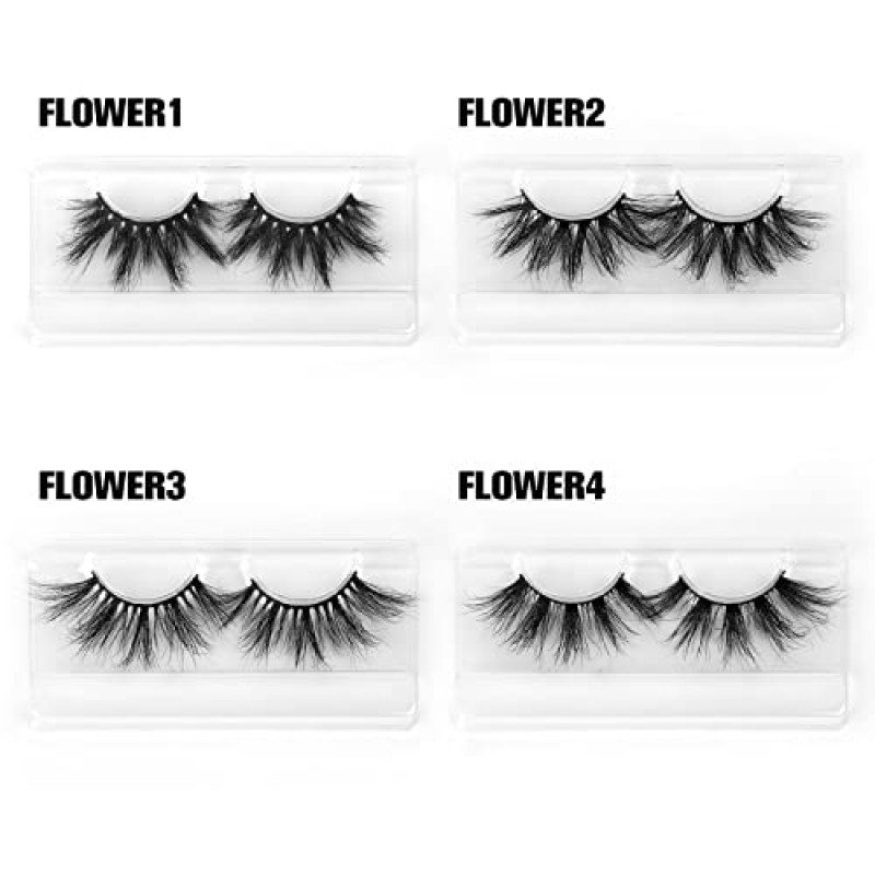 SY LASHES 25mm 밍크 속눈썹 3D 리얼 밍크 속눈썹 푹신하고 드라마틱한 긴 인조 속눈썹 전경이 부드럽고 재사용 가능한 두꺼운 럭셔리 볼륨 5D 가짜 속눈썹(꽃, 4쌍)