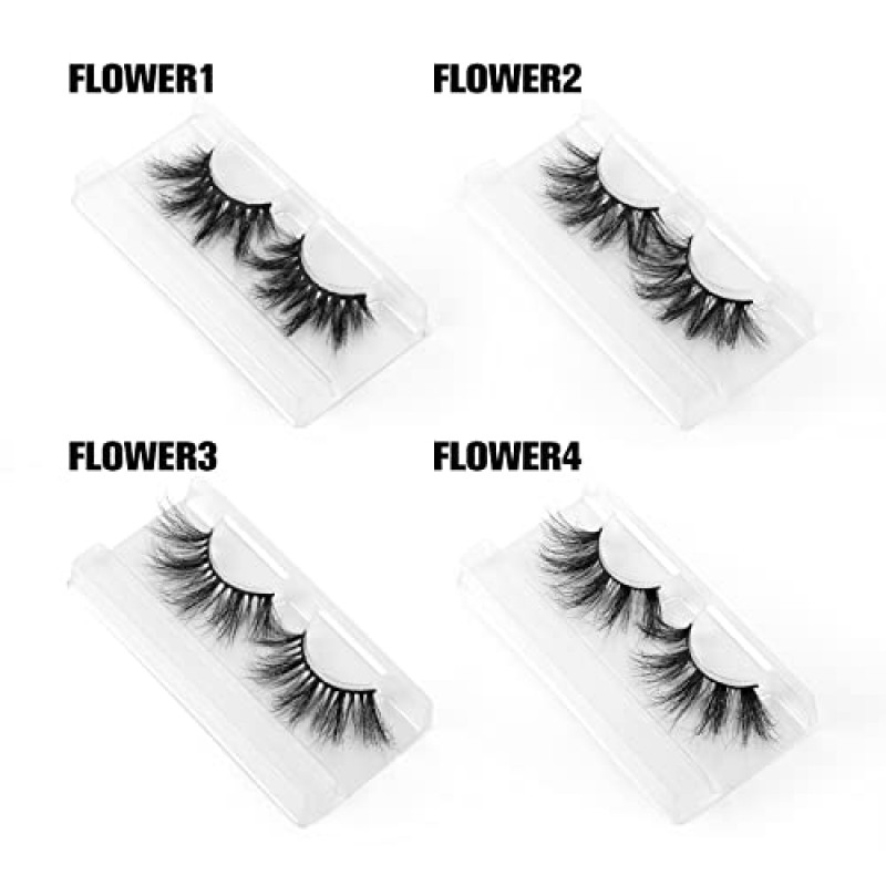 SY LASHES 25mm 밍크 속눈썹 3D 리얼 밍크 속눈썹 푹신하고 드라마틱한 긴 인조 속눈썹 전경이 부드럽고 재사용 가능한 두꺼운 럭셔리 볼륨 5D 가짜 속눈썹(꽃, 4쌍)