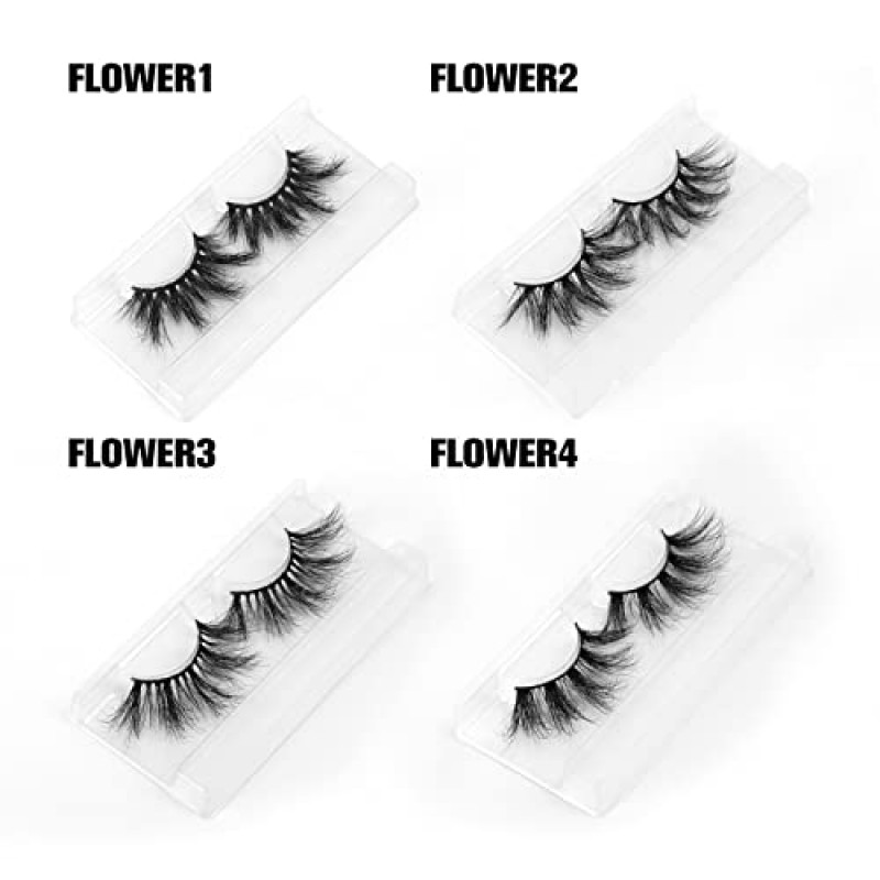 SY LASHES 25mm 밍크 속눈썹 3D 리얼 밍크 속눈썹 푹신하고 드라마틱한 긴 인조 속눈썹 전경이 부드럽고 재사용 가능한 두꺼운 럭셔리 볼륨 5D 가짜 속눈썹(꽃, 4쌍)