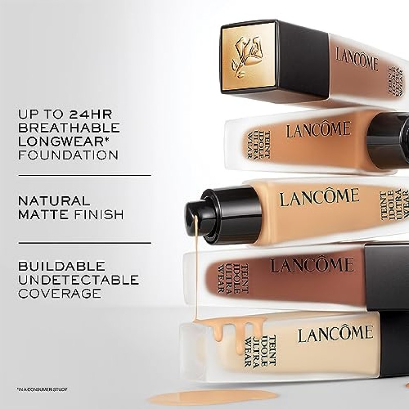 Lancôme Teint Idole 울트라 웨어 빌더블 풀 커버리지 파운데이션 - 롱웨어 & 워터프루프 - 내추럴 매트 마감 - 215C(쿨/핑크색 언더톤의 밝은 피부), 1 Fl Oz